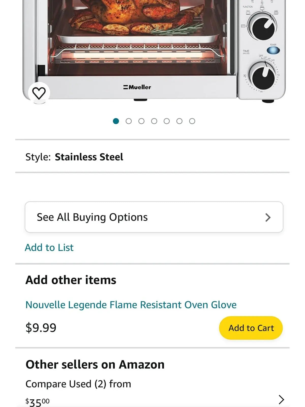 Mueller Toaster Oven with 30 Minute Timer - Toast - Bake - Broiler Settings, Stainless Steel, Natural Convection, Fits 9 inch Pizza, 4 Slice Toaster, 1100 W