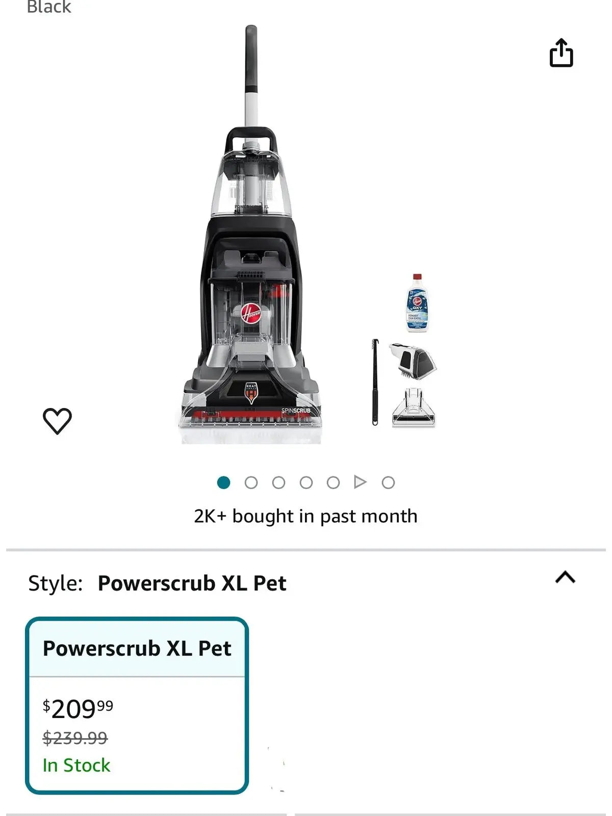 Hoover PowerScrub XL Pet Carpet Cleaner Machine, for Carpet and Upholstery, Deep Cleaning Carpet Shampooer with Multi-Purpose Tools, Powerful Suction, Perfect for Pets, FH68050, Black