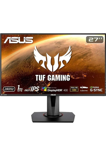 ASUS TUF Gaming VG279QM 27” HDR Monitor, 1080P Full HD 1920 x 1080 , Fast IPS, 280Hz, G-SYNC Compatible, Extreme Low Motion Blur Sync ELMB SYNC , 1ms, DisplayHDR 400,, BLACK