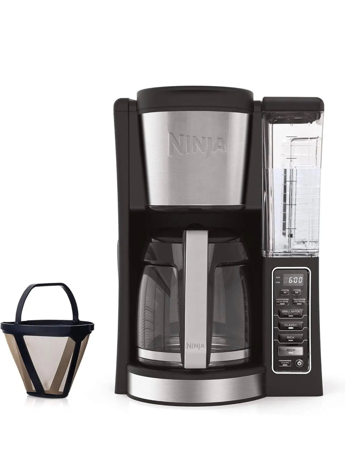 Ninja 12-Cup Programmable Coffee Maker with Classic and Rich Brews, 60 oz. Water Reservoir, and Thermal Flavor Extraction CE201 , Black/Stainless Steel