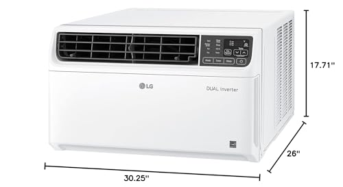 LG 18,000 BTU DUAL Inverter Smart Window Air Conditioner, 230V, Cools 1,000 Sq. Ft. for Bedroom, Living Room, Apartment, Ultra Quiet Operation, ENERGY STAR®, with LG ThinQ, Amazon Alexa & Hey Google ANM Liquidation