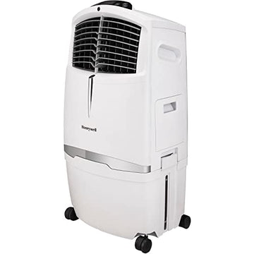 Honeywell Indoor Portable Evaporative Air Cooler for Living Room, Basement, Office, Play Area, 115V, Rooms Up to 320 Sq. Ft., 525 CFM, with Ice Compartment, Remote, Fan, and Humidifier, White ANM Liquidation