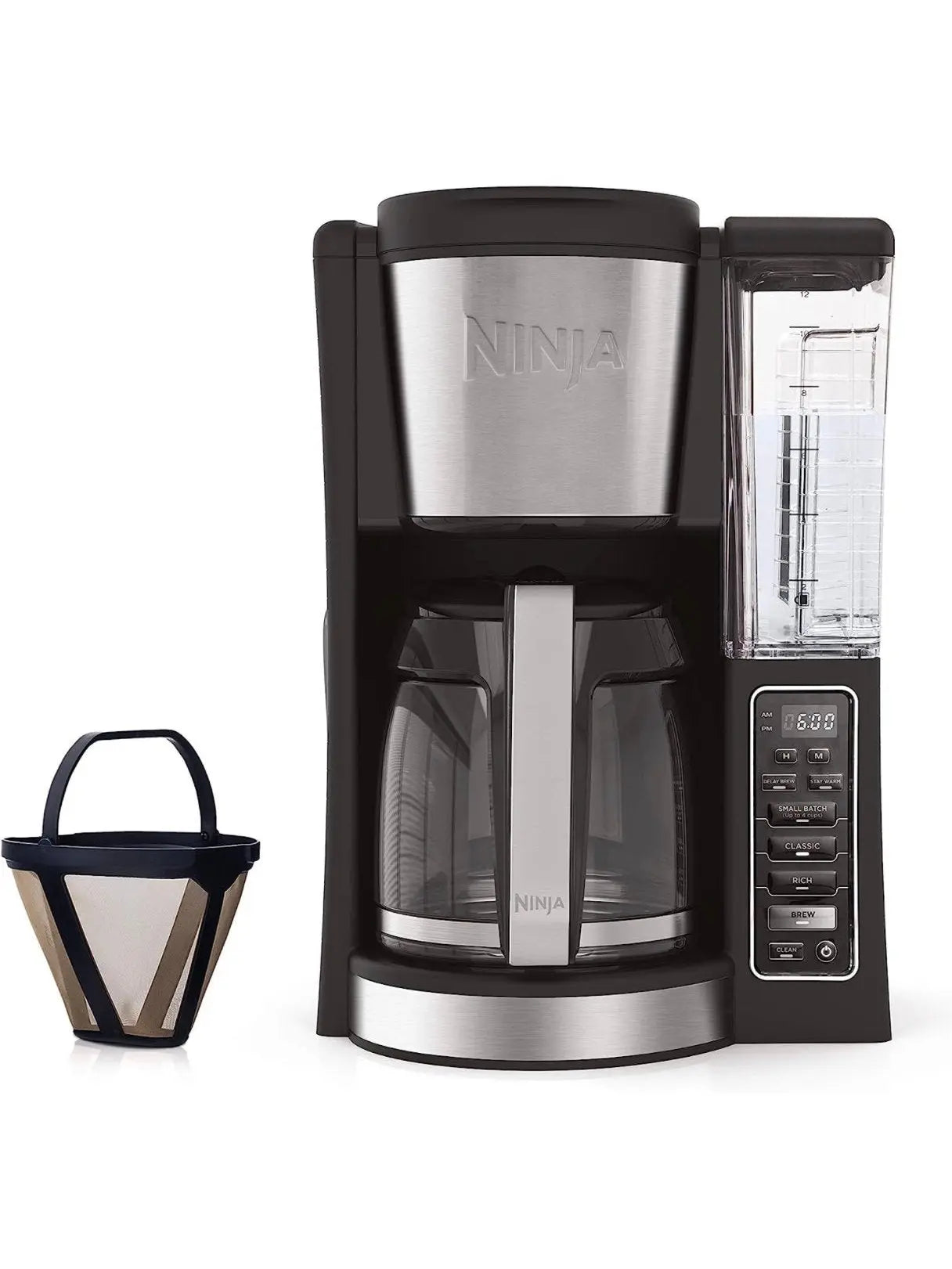 Ninja 12-Cup Programmable Coffee Maker with Classic and Rich Brews, 60 oz. Water Reservoir, and Thermal Flavor Extraction CE201 , Black/Stainless Steel