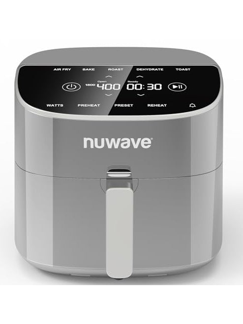 Nuwave Brio Plus 8 Qt Air Fryer, PFAS Free, New & Improved, Digital Touch Screen, Cool White Display, 50°F~400°F in Precise 5°, 5 Cook Functions, 100 Presets & 50 Memory, 3 Wattages 700, 1500, 1800 ANM Liquidation