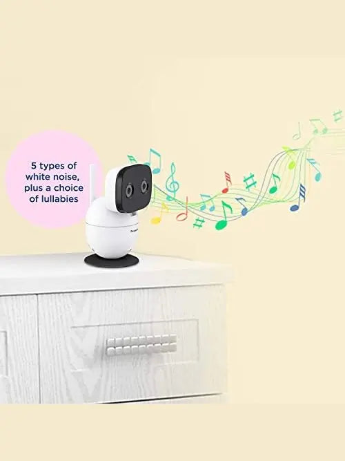 Panasonic Baby Monitor with Camera and Audio, 3.5” Color Video, Extra Long Range, Secure Connection, 2-Way Talk, Soothing Sounds, Remote Pan, Tilt, Zoom - 1 Camera - KX-HN4101W White