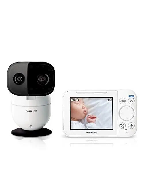 Panasonic Baby Monitor with Camera and Audio, 3.5” Color Video, Extra Long Range, Secure Connection, 2-Way Talk, Soothing Sounds, Remote Pan, Tilt, Zoom - 1 Camera - KX-HN4101W White