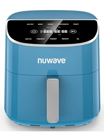 Nuwave Brio Plus 8 Qt Air Fryer, PFAS Free, New & Improved, Digital Touch Screen, Cool White Display, 50°F~400°F in Precise 5°, 5 Cook Functions, 100 Presets & 50 Memory, 3 Wattages 700, 1500, 1800 ANM Liquidation