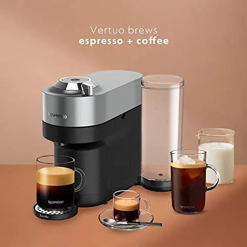 Nespresso Vertuo POP+ Deluxe Coffee and Espresso Machine by Breville, Titan - ANM Liquidation