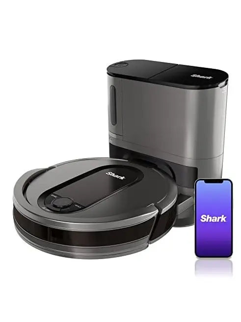 Shark AV911S EZ Robot Vacuum with Self-Empty Base, Bagless, Row-by-Row Cleaning, Perfect for Pet Hair, Compatible with Alexa, Wi-Fi, Gray, 30 Day Capacity