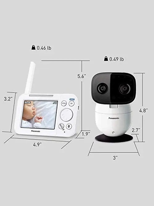 Panasonic Baby Monitor with Camera and Audio, 3.5” Color Video, Extra Long Range, Secure Connection, 2-Way Talk, Soothing Sounds, Remote Pan, Tilt, Zoom - 1 Camera - KX-HN4101W White