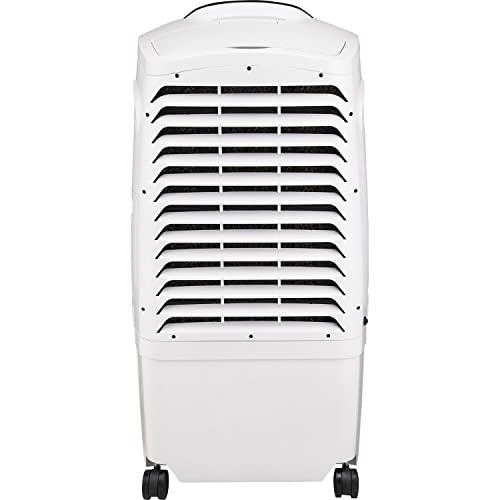 Honeywell Indoor Portable Evaporative Air Cooler for Living Room, Basement, Office, Play Area, 115V, Rooms Up to 320 Sq. Ft., 525 CFM, with Ice Compartment, Remote, Fan, and Humidifier, White ANM Liquidation