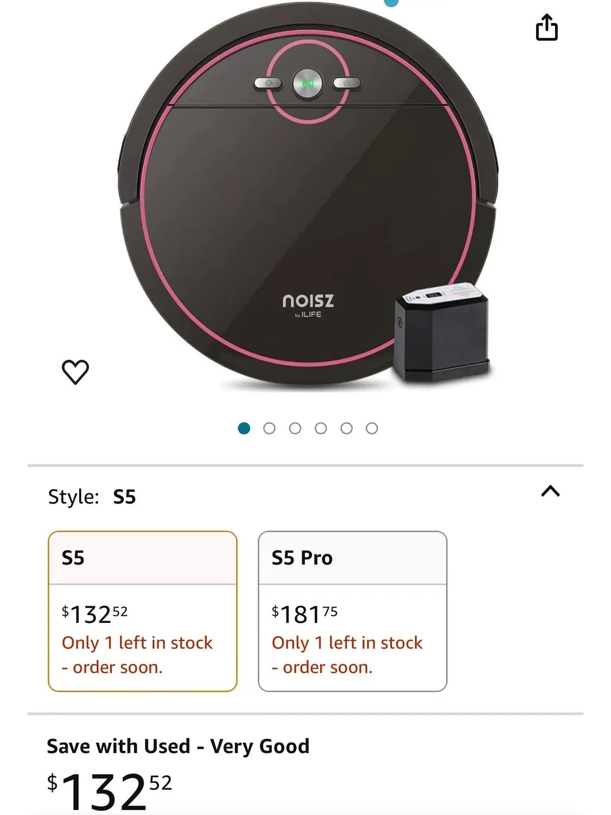 NOISZ by ILIFE S5 Robot Vacuum Cleaner, ElectroWall, Tangle-Free Suction Port, Quiet, Automatic Self-Charging Ideal for Pet Care, Hard Floor and Low Pile Carpet, Black