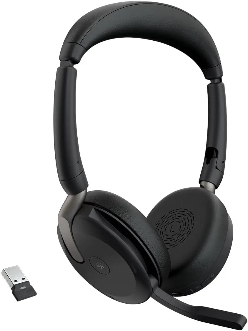 Jabra Evolve2 65 Flex Wireless Stereo Headset - Bluetooth, Noise-Cancelling ClearVoice Technology & Hybrid ANC - Certified for Microsoft Teams - Black - ANM Liquidation