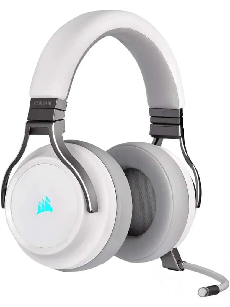 Corsair Virtuoso RGB Wireless Gaming Headset - High-Fidelity 7.1 Surround Sound w/Broadcast Quality Microphone - Memory Foam Earcups - 20 Hour Battery Life - Works with PC, PS5, PS4 – White, Premium - ANM Liquidation