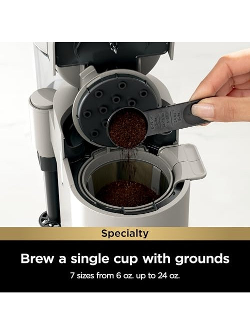 Ninja Pod & Grounds Specialty Single-Serve Coffee Maker, K-Cup Pod Compatible, Brews Grounds, Compact Design, Built-In Milk Frother, 56-oz. Reservoir, 6-oz. Cup to 24-oz. Mug Sizes, Black, PB051 ANM Liquidation