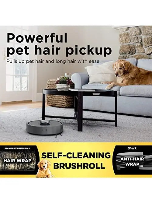 Shark AV1010AE IQ Robot Vacuum with XL Self-Empty Base, Bagless, 45-Day Capacity, Advanced Navigation, Alexa & Wi-Fi, Multi-Surface Brushroll, for Pets, Dander & Dust, Carpet & Hard Floor, Black