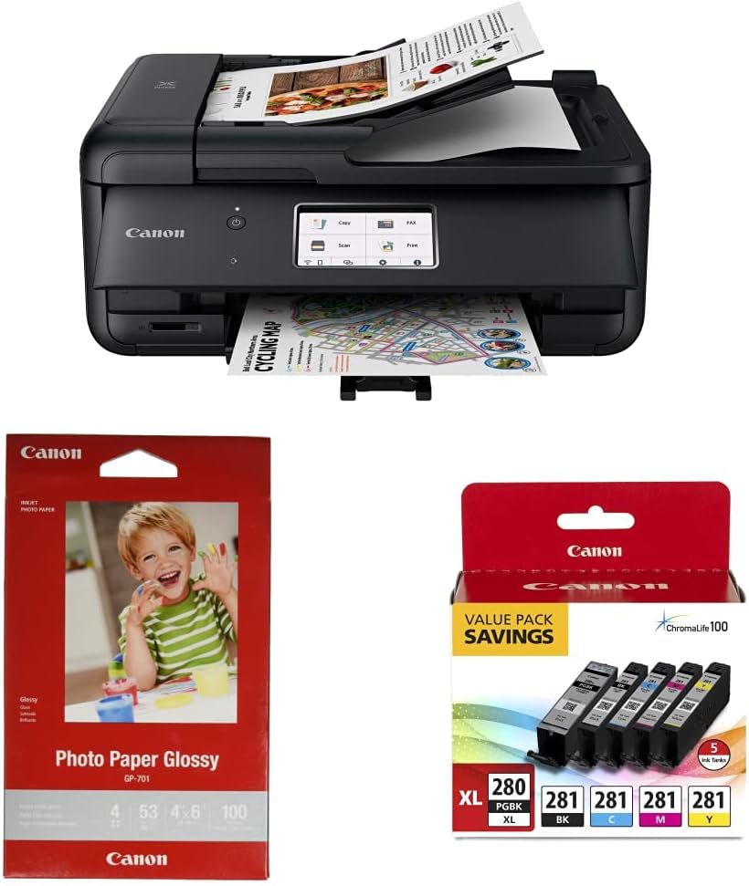 Canon PIXMA TR8620a - All-in-One Printer Home Office|Copier|Scanner|Fax|Auto Document Feeder | Photo, Document | Airprint (R), Android, Black, Works with Alexa ANM Liquidation