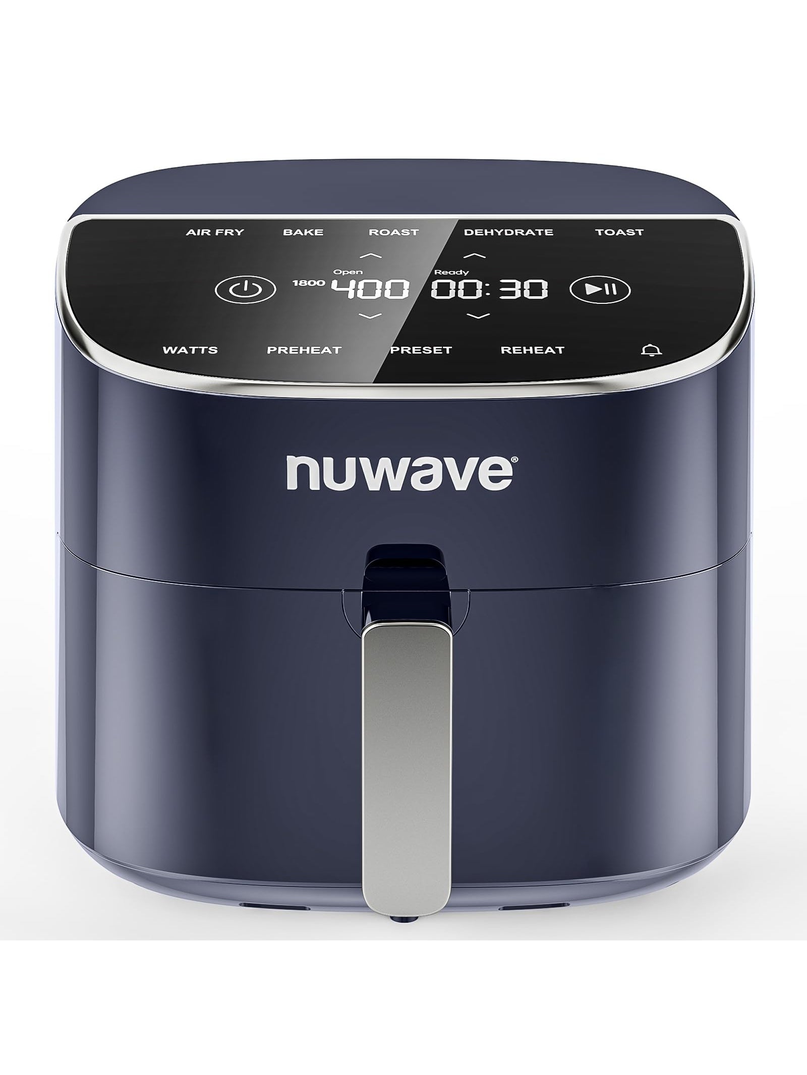 Nuwave Brio Plus 8 Qt Air Fryer, PFAS Free, New & Improved, Digital Touch Screen, Cool White Display, 50°F~400°F in Precise 5°, 5 Cook Functions, 100 Presets & 50 Memory, 3 Wattages 700, 1500, 1800 ANM Liquidation