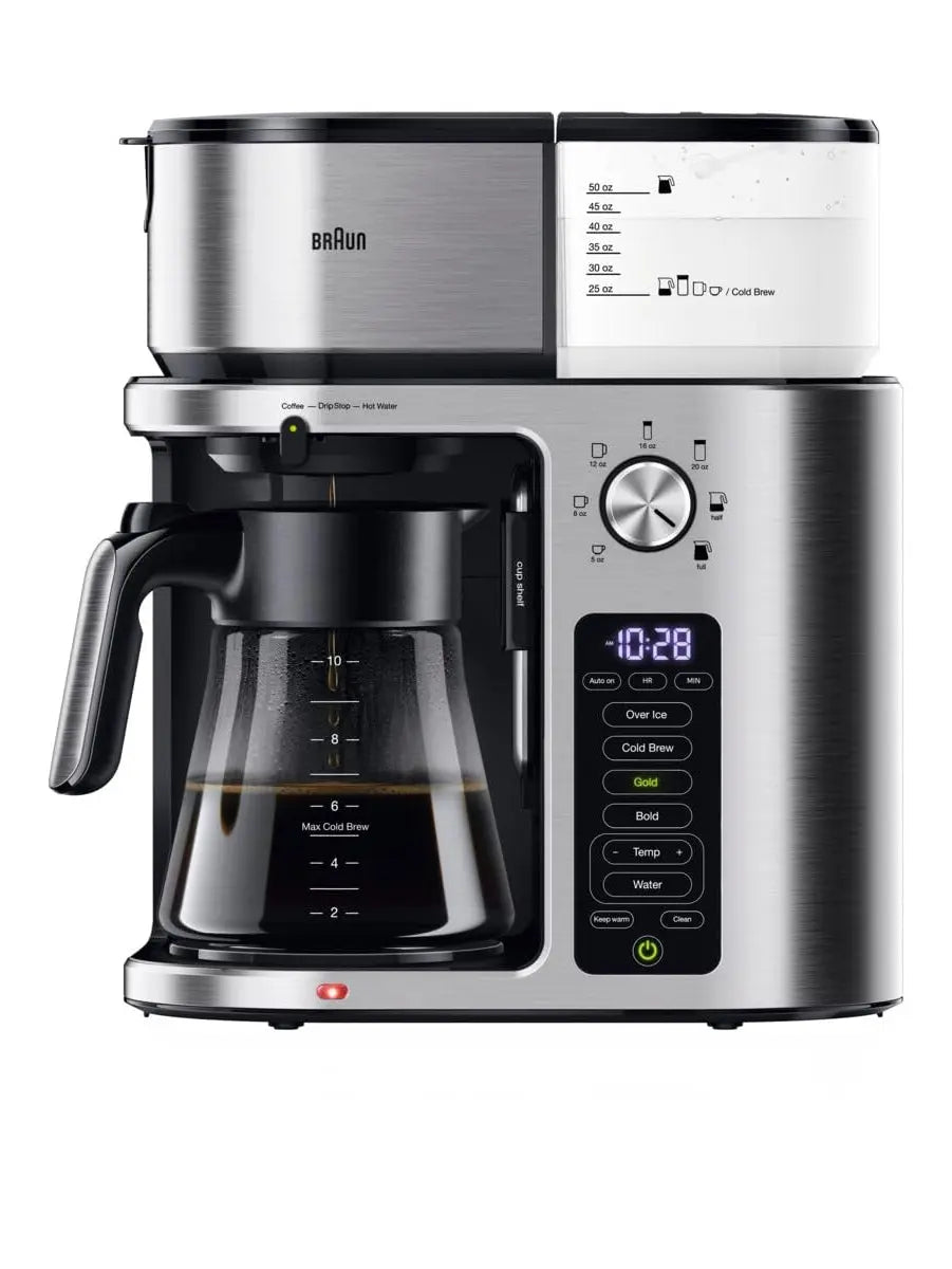 Braun MultiServe Plus 10- Cup Pod Free Drip Coffee Maker, 7 Brew Sizes/Hot & Cold Brew & Hot Water for Tea, KF9370SI - ANM Liquidation