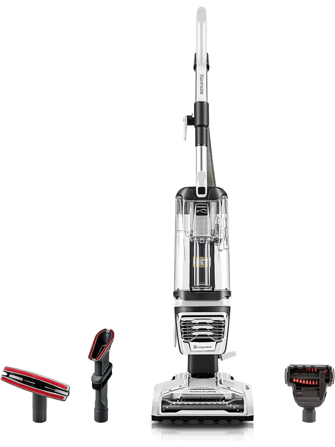 Kenmore DU4399 Featherlite Lift-Up Bagless Upright Vacuum 2-Motor Power Suction Lightweight Carpet Cleaner with Hair Eliminator Brushroll, HEPA Filter and 2 Cleaning Tools, White - ANM Liquidation