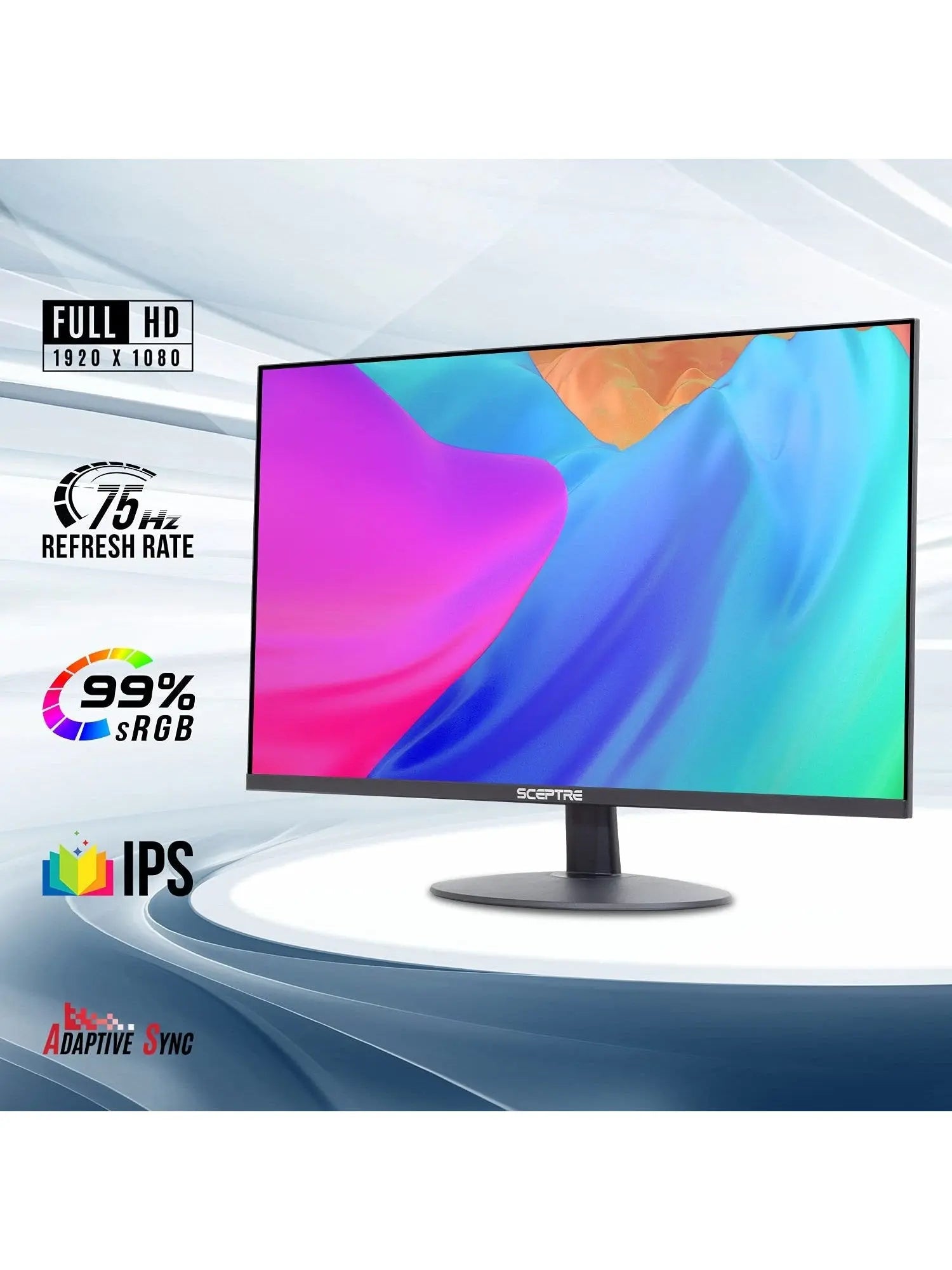 Sceptre IPS 27-Inch Business Computer Monitor 1080p 75Hz with HDMI VGA Build-in Speakers, Machine Black 2020 E275W-FPT , 27" IPS 75Hz