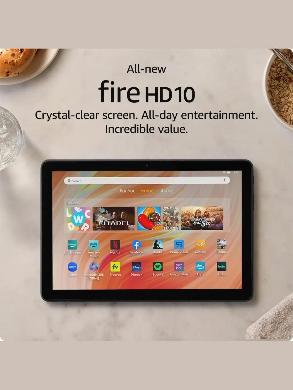 Amazon Fire HD 10 tablet, built for relaxation, 10.1" vibrant Full HD screen, octa-core processor, 3 GB RAM, latest model 2023 release , 32 GB, Ocean