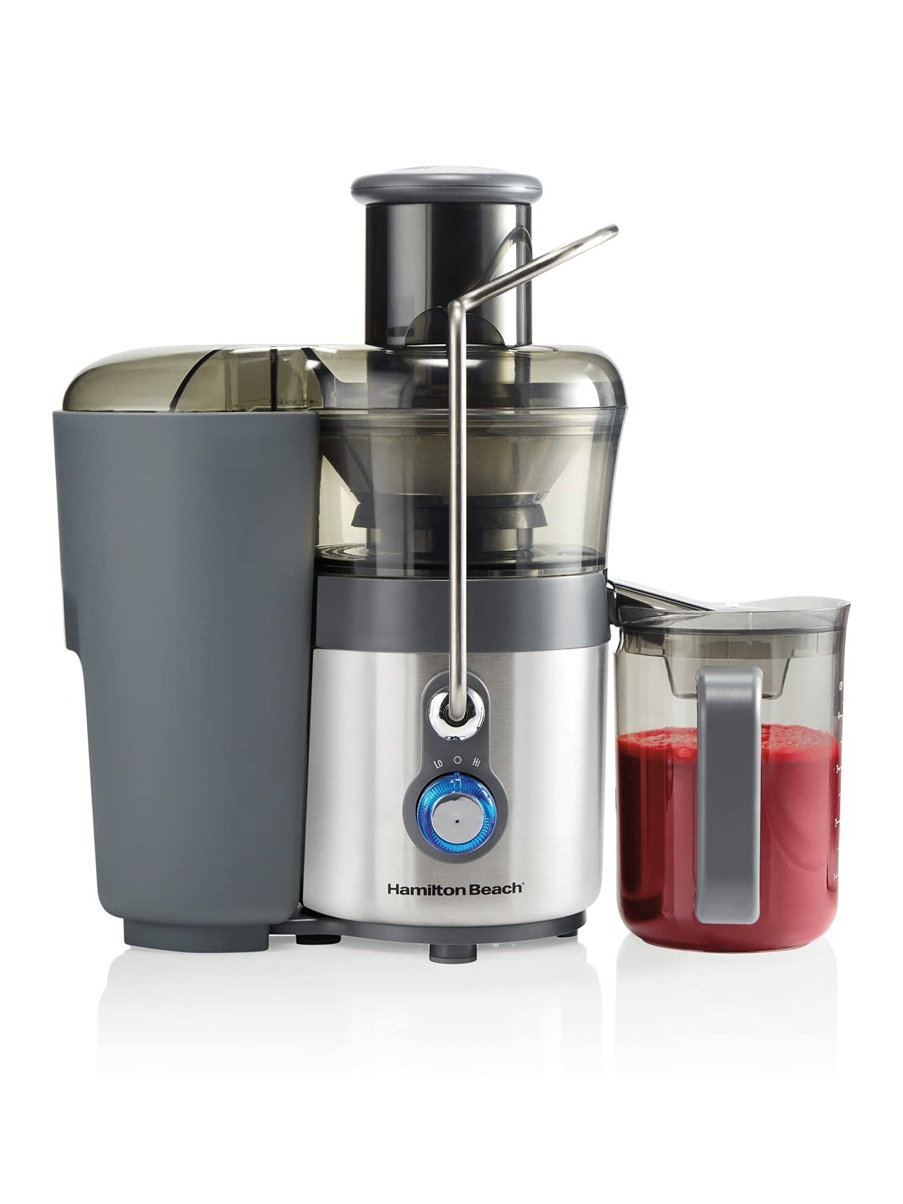 Hamilton Beach Juicer Machine, Centrifugal Extractor, Big Mouth 3" Feed Chute, Easy Clean, 2-Speeds, 40 oz. BPA Free Pitcher, 850 Watt Motor, Silver ANM Liquidation