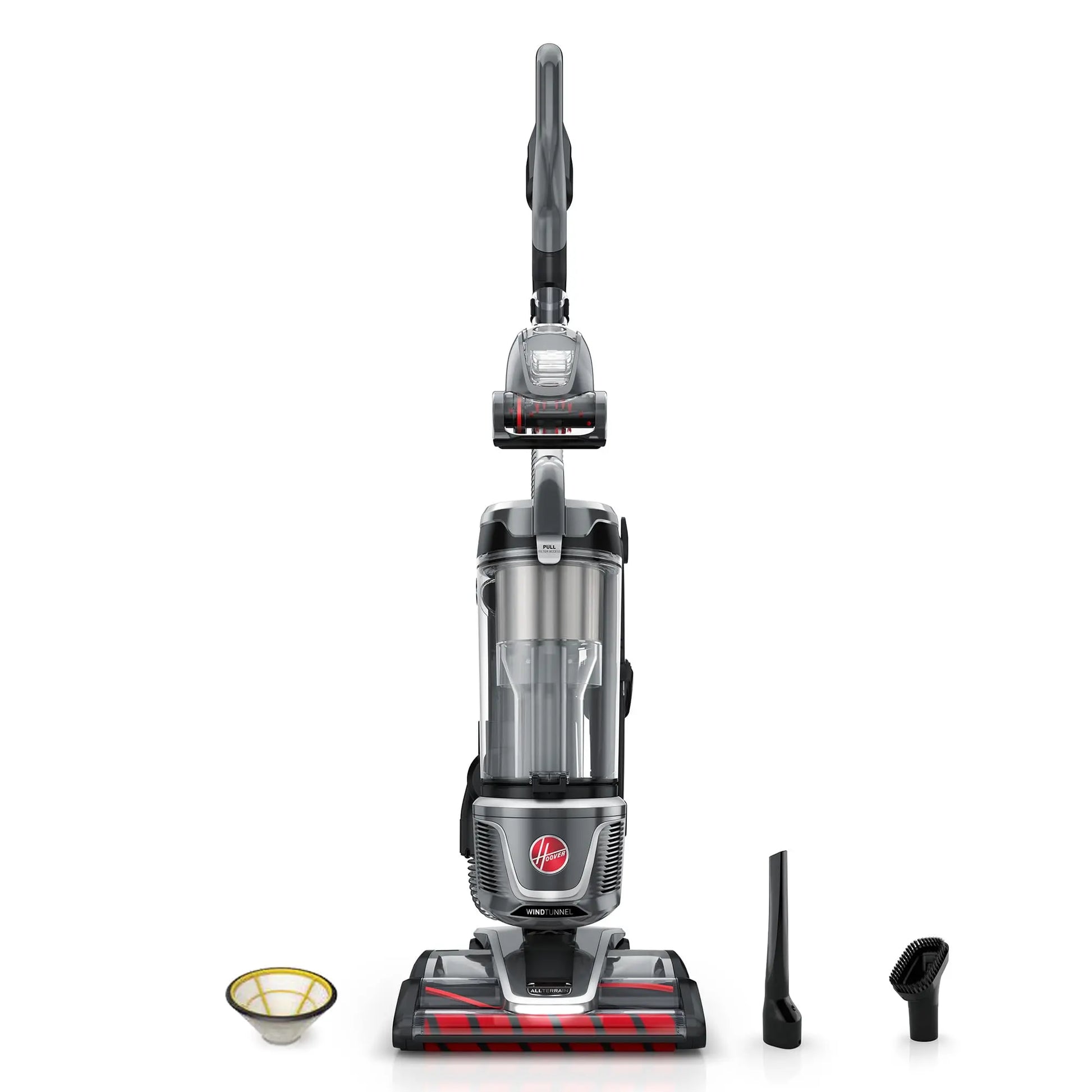 Hoover WindTunnel Tangle Guard Bagless Upright Vacuum Cleaner Machine, for Carpet and Hard Floor, Strong Suction with Anti-Hair Wrap, HEPA Media Filtration, Lightweight, UH77100V, Gray - ANM Liquidation