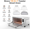 Nuwave Bravo 12-in-1 Air Fryer Toaster Oven Combo, Airfryer Convection Oven Countertop, 1800 Watts, 21-Qt Capacity, 50°-450°F Temp Controls, 65 Recipes & 4 Accessories, Silver- Stainless Steel - ANM Liquidation