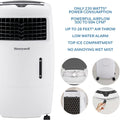 Honeywell 500 CFM Indoor Portable Evaporative Cooler for Bedroom, Living Room, Den, Covered Patio, and Garage, 120V, Swamp Cooler with Fan, Humidifier, Carbon Dust Filter & Remote Control, White ANM Liquidation