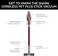 Shark IZ362H Anti-Allergen Cordless Pet Pro Lightweight Stick HEPA Vacuum with Self-Cleaning Brushroll, PowerFins, Crevice, Upholstery, Multi-Tool for Pet Hair, Flex, 40 min runtime, Red, .34-Quart - ANM Liquidation