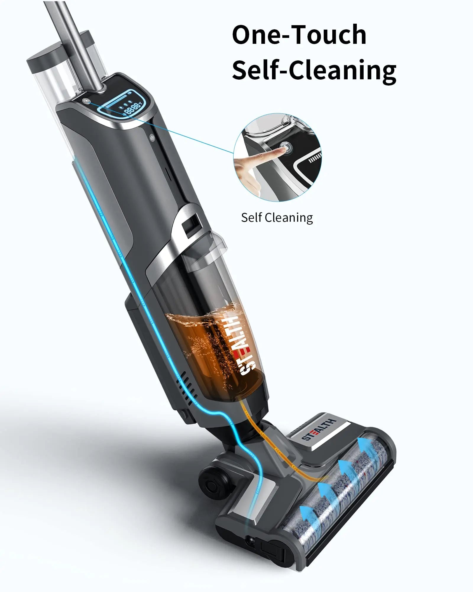 Stealth ECVP01 Cordless Wet Dry Vacuum Cleaners & Mop, Smart Hardwood Floor Cleaner with Self-Cleaning, Vacuum & Mop & Wash 3 in 1, Lightweight Mop Vacuum Cleaner for Area Rugs, Gray - ANM Liquidation