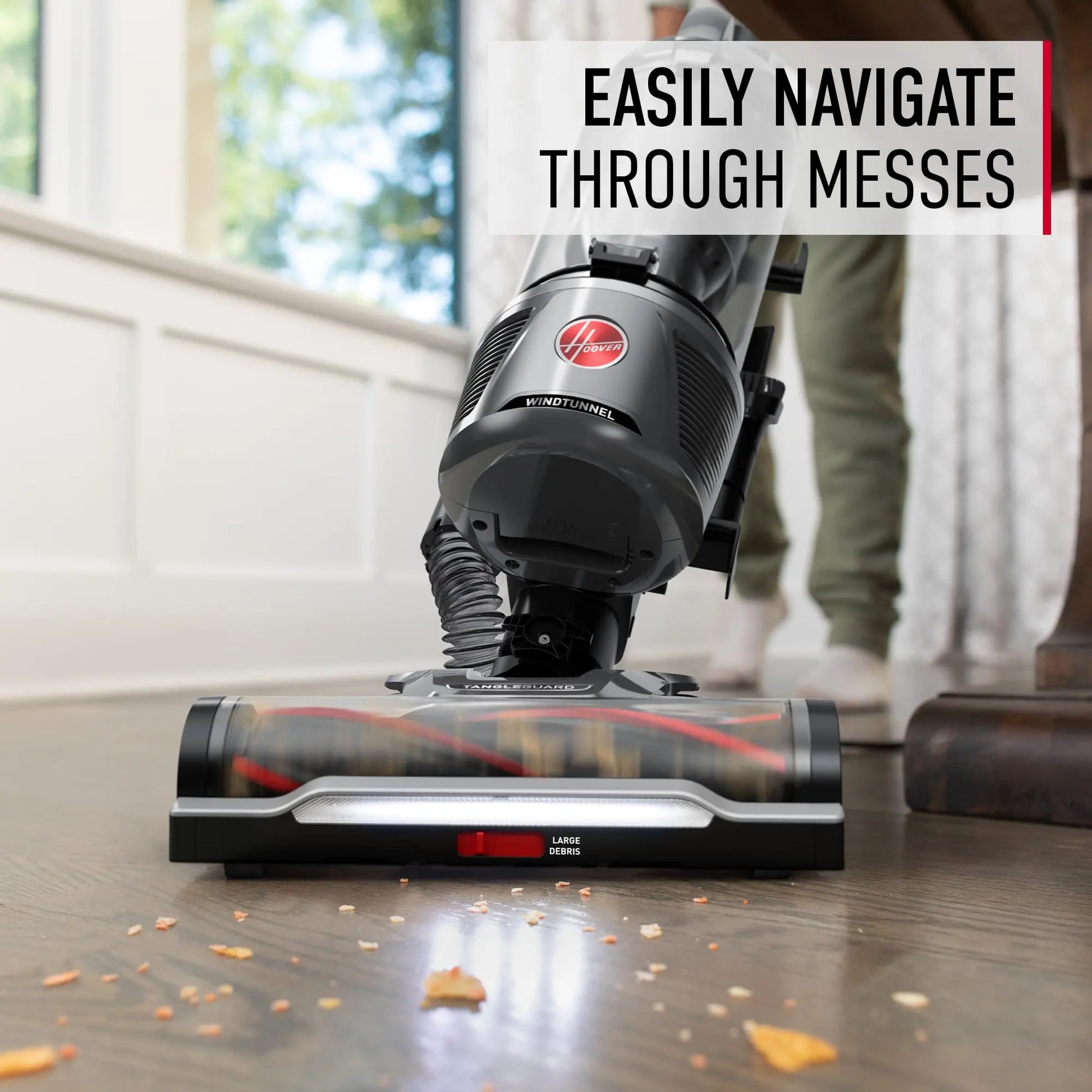 Hoover WindTunnel Tangle Guard Bagless Upright Vacuum Cleaner Machine, for Carpet and Hard Floor, Strong Suction with Anti-Hair Wrap, HEPA Media Filtration, Lightweight, UH77100V, Gray - ANM Liquidation