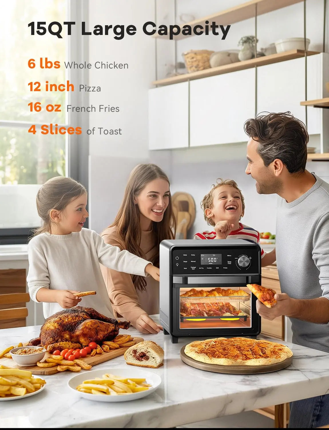 Nuwave Smart Air Fryer Oven with POWERPORT™ Plug-In Grill for Dual-Zone Efficient Cook, 100 in 1 Advanced Convection Toaster Oven Countertop w/Insulated 2-Glass Door, 550°F Preheat, Stainless Steel - ANM Liquidation