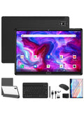 2024 Newest Android 13 Tablet, 2 in 1 Tablet 10.1 Inch, 4G Cellular Tablet with Keyboard, 64GB ROM + 4GB RAM, Octa-Core Processor, 2 Sim Slots, 13MP Camera, GPS/WiFi/Bluetooth/Mouse/Stylus(Black) - ANM Liquidation