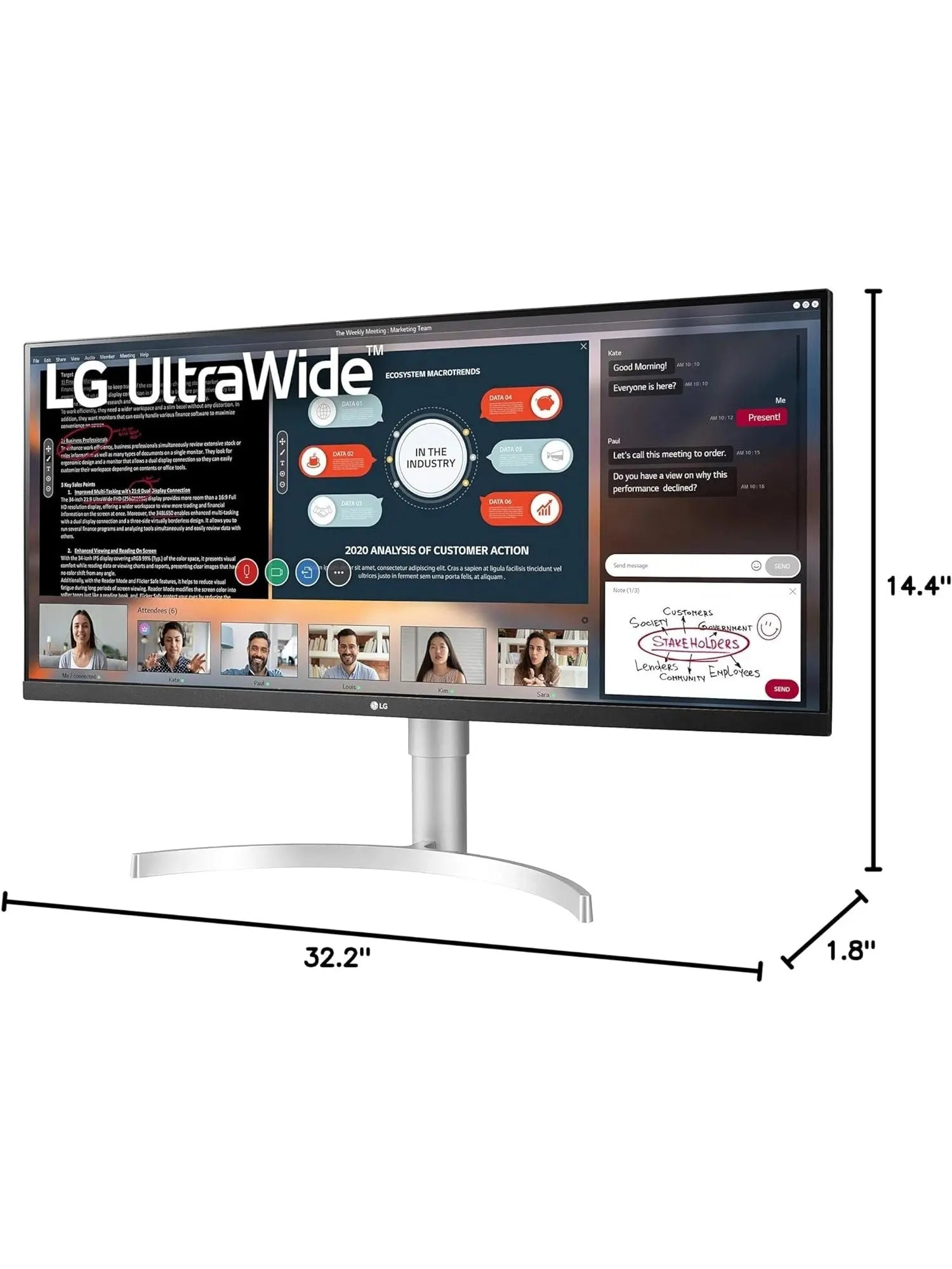 LG 34WN650-W UltraWide Monitor 34" 21:9 FHD 2560 x 1080 IPS Display, VESA DisplayHDR 400, AMD FreeSync, 3-Side Virtually Borderless Design - Silver