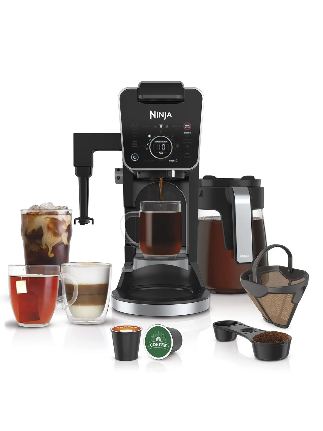 Ninja CFP307 DualBrew Pro Specialty Coffee System, Single-Serve, Compatible with K-Cup Pods, and 12-Cup Drip Coffee Maker, with Permanent Filter - ANM Liquidation