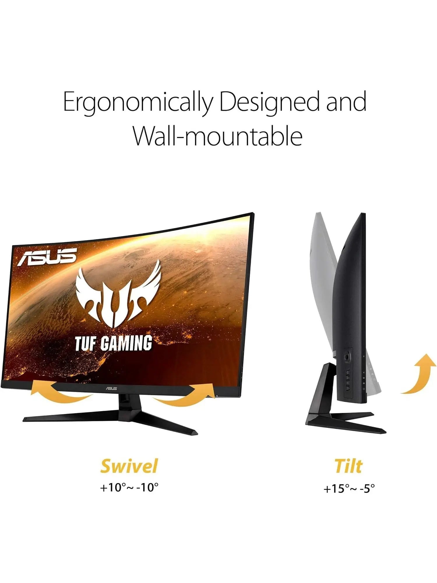 ASUS TUF Gaming 32" 1440P HDR Curved Monitor VG32VQ1B - QHD 2560 x 1440 , 165Hz Supports 144Hz , 1ms, Extreme Low Motion Blur, Speaker, FreeSync Premium, VESA Mountable, DisplayPort, HDMI,BLACK