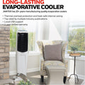 Honeywell 2.6 Gallon Indoor Portable Evaporative Air Cooler for Garage, Basement, Attic, 115V, for up to 120 Sq. Ft. with Remote, Quiet, Low Energy, Compact, White ANM Liquidation