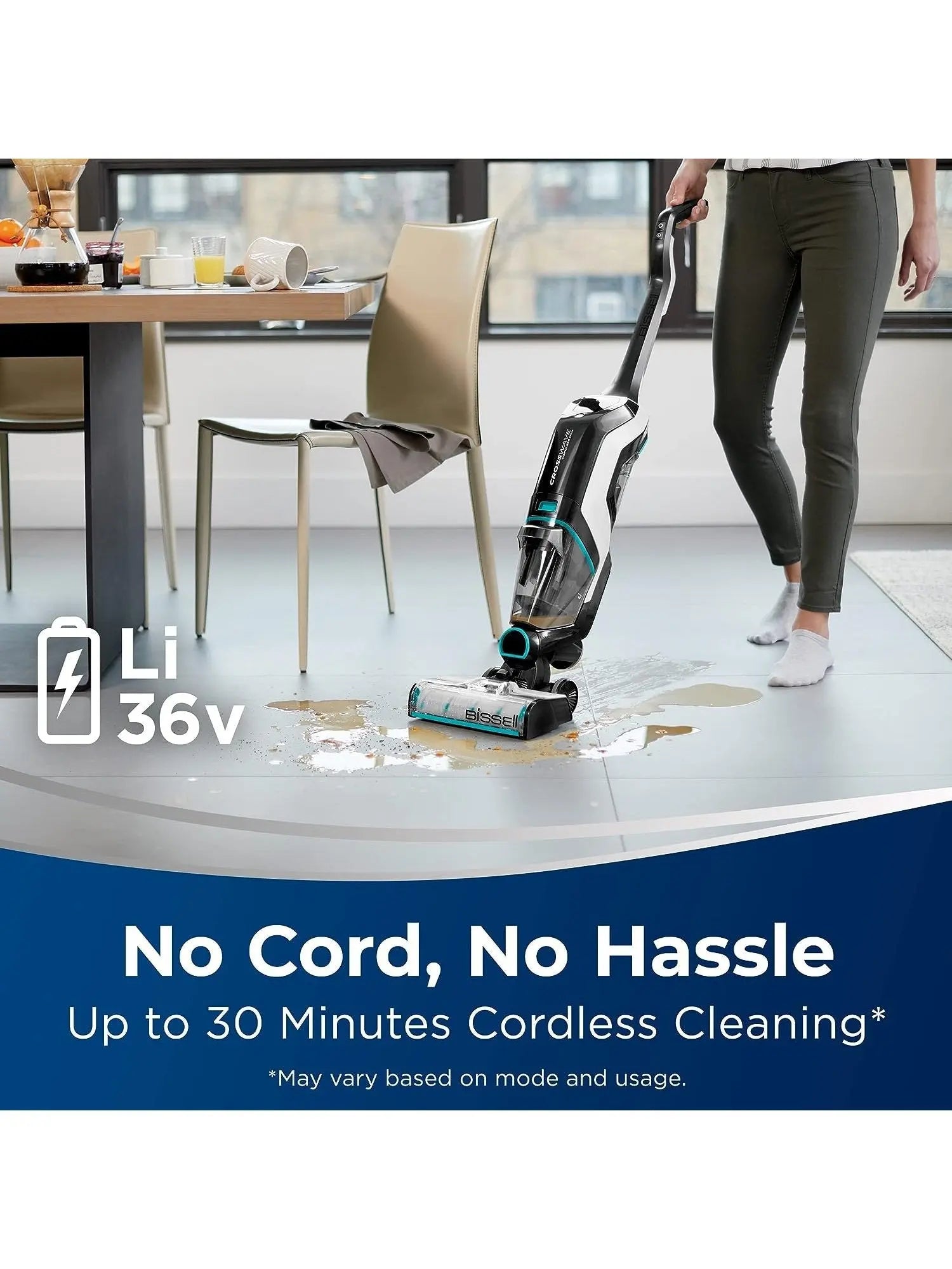 BISSELL CrossWave Cordless Max All in One Wet-Dry Vacuum Cleaner and Mop for Hard Floors and Area Rugs, Black, 2554A