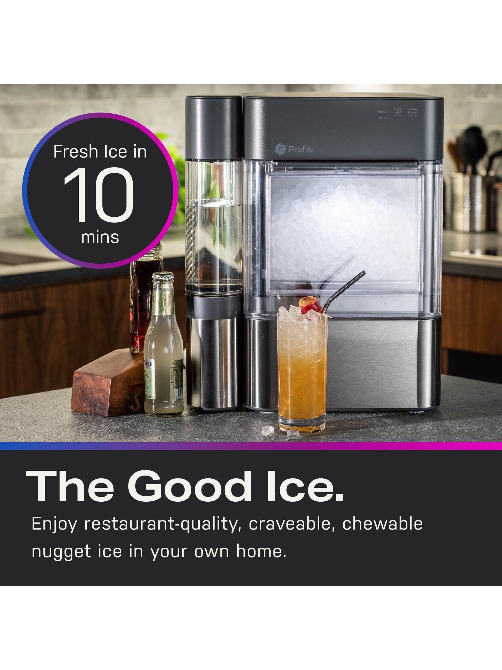 GE Profile Opal 2.0 with 0.75 Gallon Tank, Chewable Crunchable Countertop Nugget Ice Maker, Scoop included, 38 lbs in 24 hours, Pellet Ice Machine with WiFi & Smart Connected, Stainless Steel ANM Liquidation