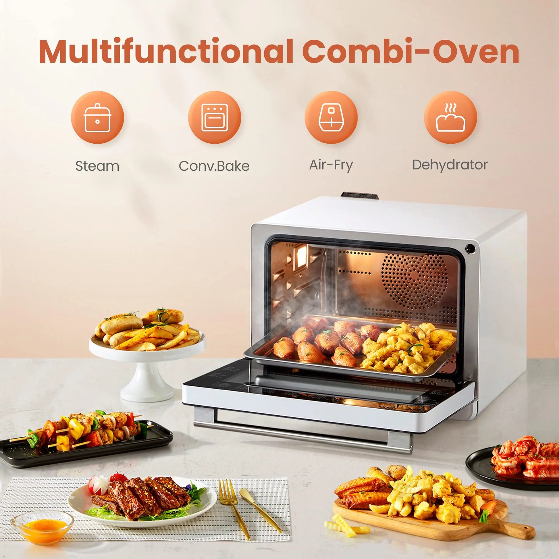 FOTILE ChefCubii 4-in-1 Countertop Convection Steam Oven, Air Fryer, Dehydrator with True Convection Bake, Steam-Bake, Broil, 40 Preset Menu and Steam Self-Clean, 1 CFT - ANM Liquidation