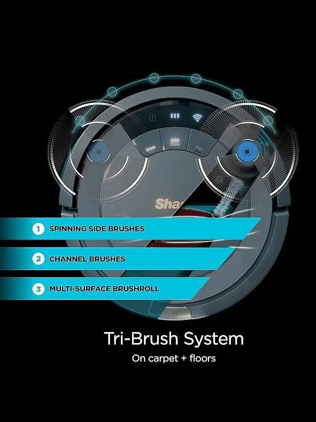 Shark AV753 ION Robot Vacuum, Tri-Brush System, Wifi Connected, 120 Min Runtime, Works with Alexa, Multi Surface Cleaning, Grey