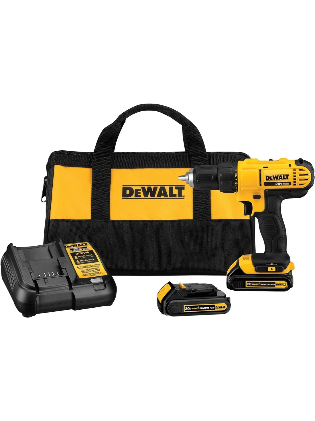 DEWALT 20V Max Cordless Drill/Driver Kit, Compact, 1/2-Inch DCD771C2 , Yellow