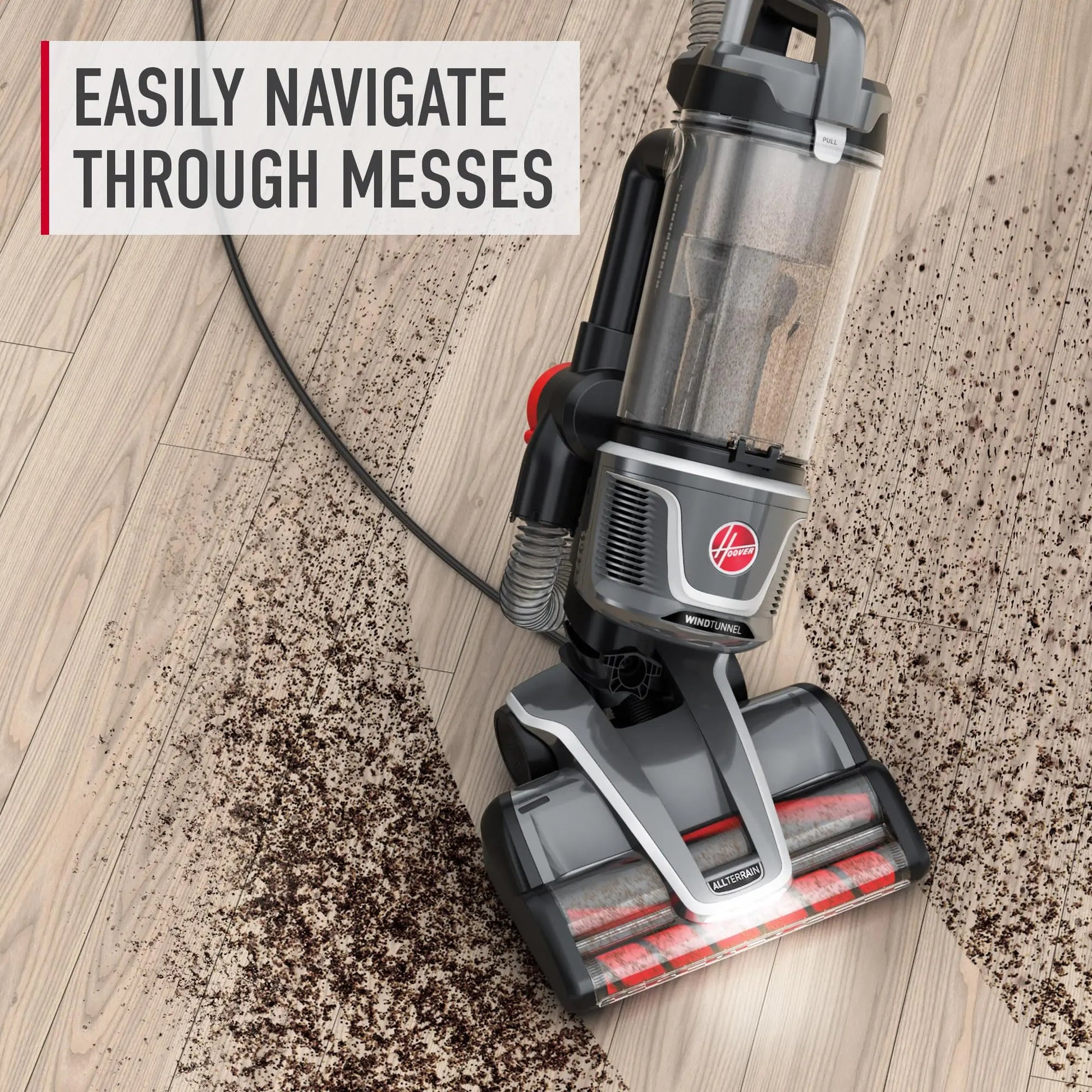 Hoover WindTunnel Tangle Guard Bagless Upright Vacuum Cleaner Machine, for Carpet and Hard Floor, Strong Suction with Anti-Hair Wrap, HEPA Media Filtration, Lightweight, UH77100V, Gray - ANM Liquidation