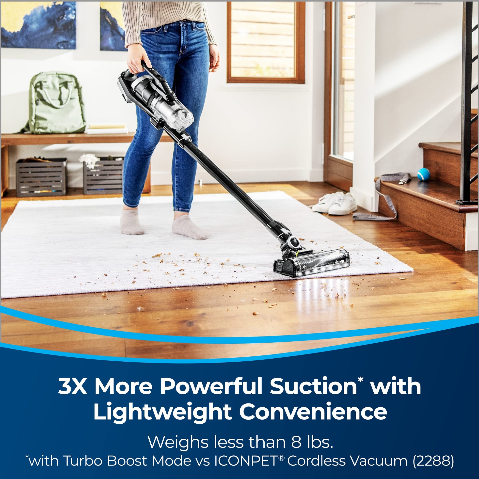 BISSELL ICONPet Turbo Vacuum with Powerful Turbo Boost Suction, Tangle Free Brush Roll, & Parking Break, LED Crevice + Dusting Brush Tool, LED Motorized TurboBrush Tool, Plus a Wall Mount - ANM Liquidation