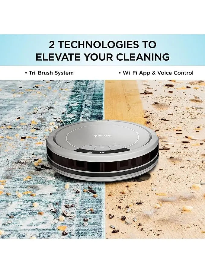 Shark AV752 ION Robot Vacuum, Tri-Brush System, Wifi Connected, 120 Min Runtime, Works with Alexa, Multi Surface Cleaning, White