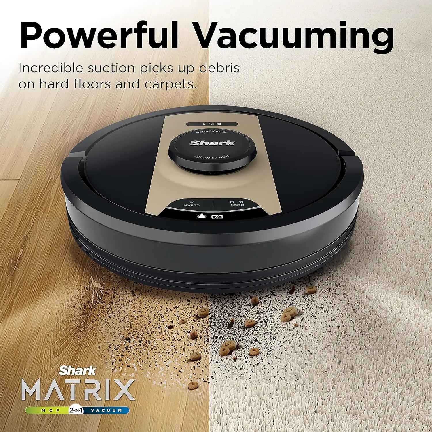 Shark RV2410WD IQ 2-in-1 Robot Vacuum and Mop with Row-by-Row Cleaning, Perfect for Pet Hair, Compatible with Alexa, Black/Bronze, Black/Gold, No Self-Empty Base - ANM Liquidation