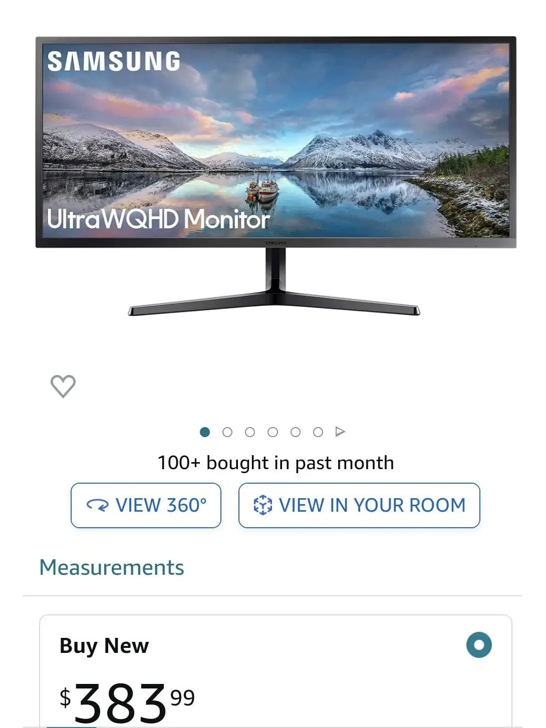 SAMSUNG 34-Inch SJ55W Ultrawide Gaming Monitor 75Hz Refresh, WQHD Computer Monitor, 3440 x 1440p Resolution, 4ms Response, FreeSync, Split Screen, HDMI, Black