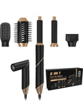 Foldable Hair Blow Dryer Brush 5 in 1,Hot Air Brush Blowout Styling Tools，Auto Rotating Wavy with Comb Set，Round Straightener with Negative Ionic for Women